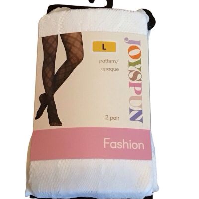 Joyspun Tights White Lace + Black Opaque No Bind Roll Resistant Women's Large